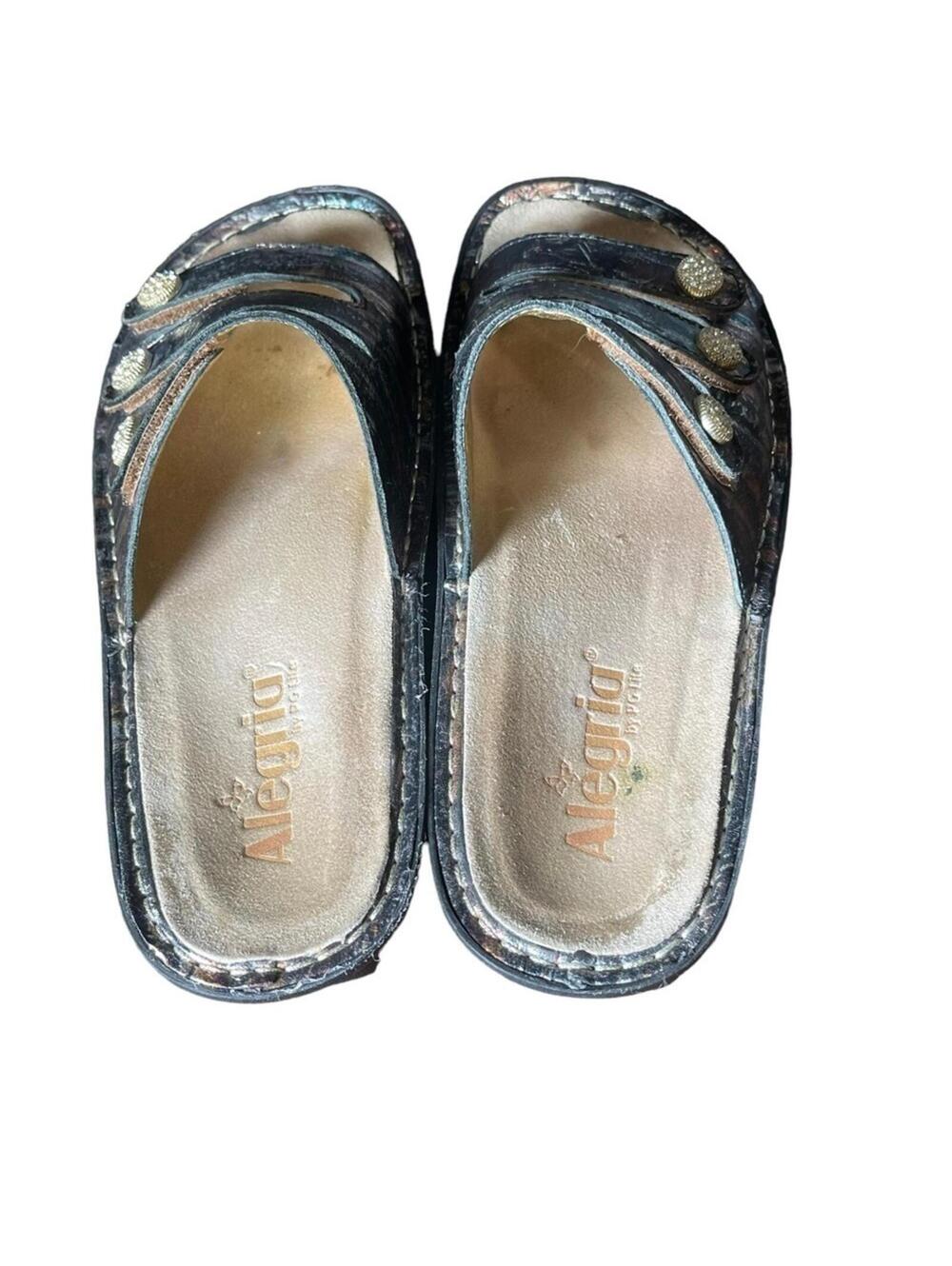 Alegria Fiona Metallic Leather Slide Sandals Women's Size 38 / US 7.5-8 FIO-252 - Picture 12 of 13